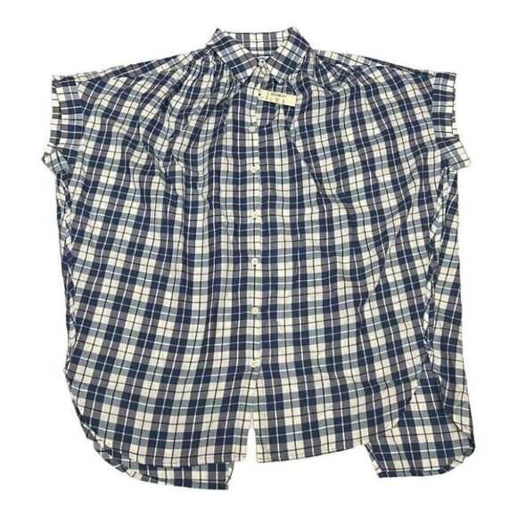 Madewell WMNS XS Central Open Back Collared Shirt Plaid Oversized Button Down - Picture 2 of 7